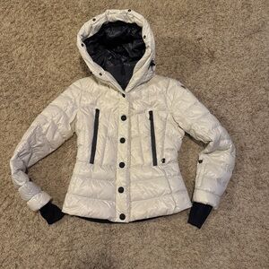 Moncler Grenoble White Puffer Jacket with Black Accents